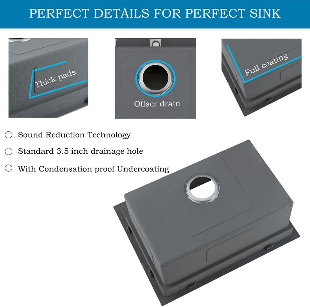 33 Inch Drop in Kitchen Sink Workstation - 33X22 Inch Topmount Single Bowl Workstation 16 Gauge Stainless Steel Drop-In Sinks,Round Corner Basin for Kitchen with Accessories