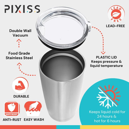 Double Wall Tumbler Cups Bulk (25 Pack) - 20 Oz Stainless Steel Hot and Cold Tumblers - 25 Reusable Cups with Lids for Stainless Steel Tumbler Cups, Tumbler Painting, Glitter, Vinyl and More