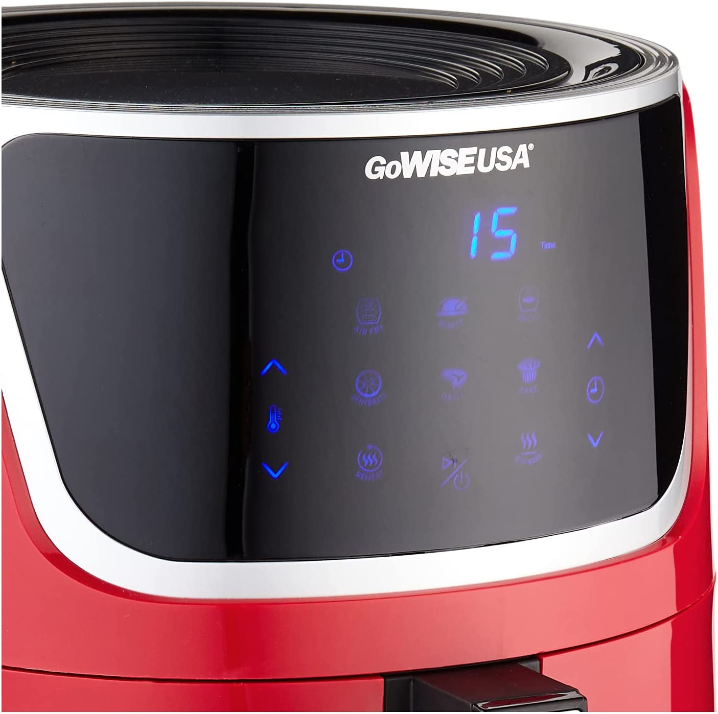 USA GW22957 7-Quart Electric Air Fryer with Dehydrator & 3 Stackable Racks, Digital Touchscreen with 8 Functions + Recipes, 7.0-Qt, Red/Silver