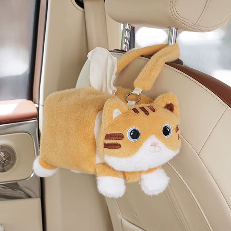 New Car Tissue Box Cute Cartoon Cat Car Car Paper Box Hanging High-End Decoration Car Tissue Bag Car Accessories