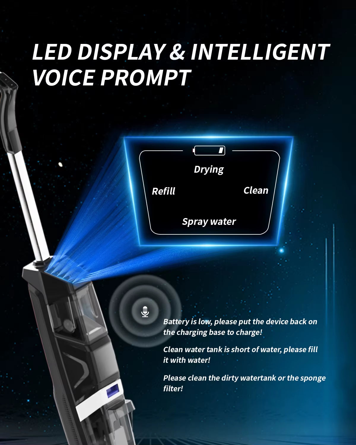 Tinsol W31 12500Pa Cordless Wet & Dry Vacuum Cleaner with Drying, Multi-Surface Smart Cordless Mop Floor Cleaner Self-Cleaning