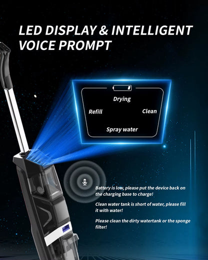 Tinsol W31 12500Pa Cordless Wet & Dry Vacuum Cleaner with Drying, Multi-Surface Smart Cordless Mop Floor Cleaner Self-Cleaning