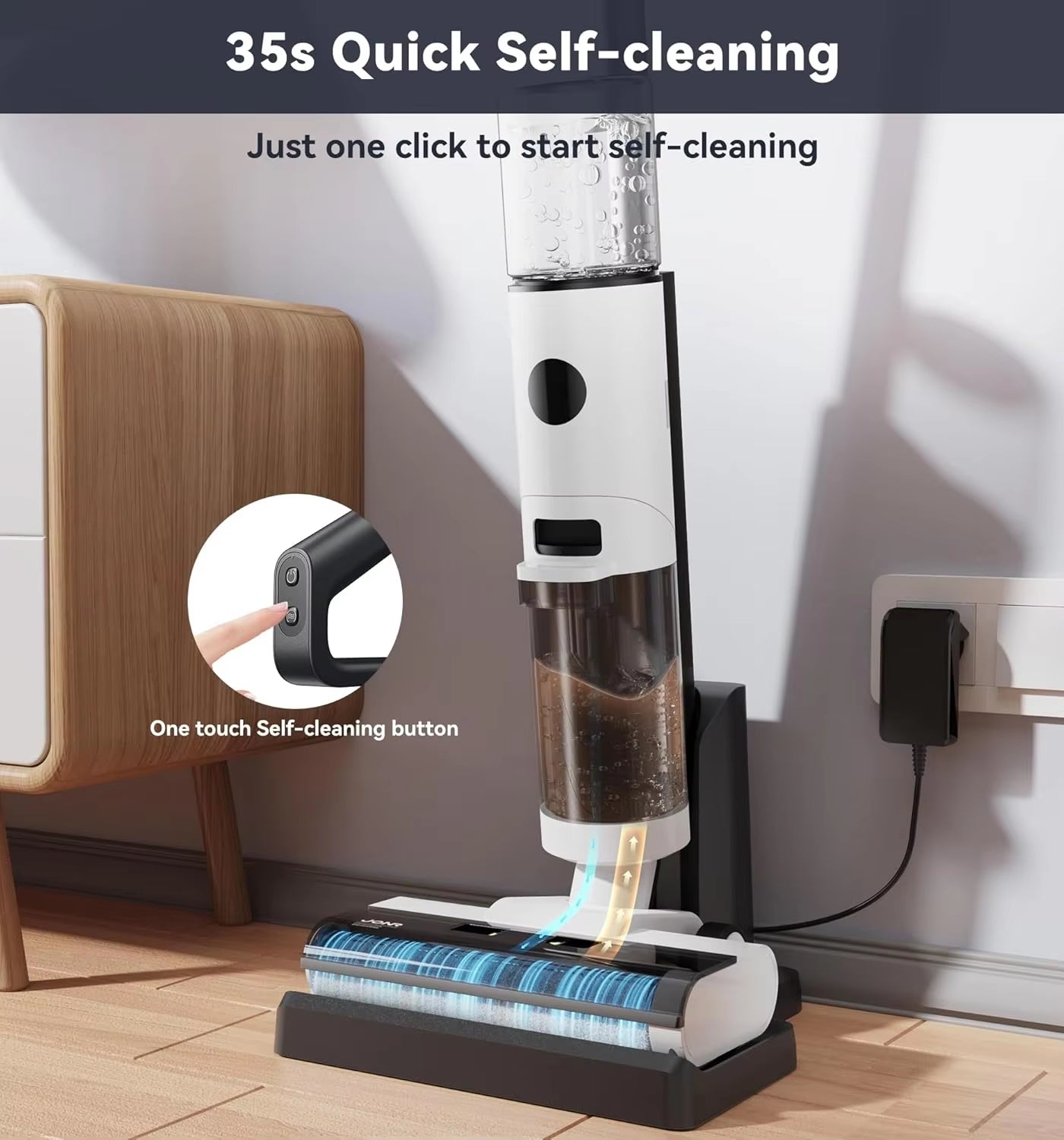 JONR ED12 Wet Dry Vacuum Cleaner,Cordless Floor Cleaning Suitable for Combination of Hard Floor Vacuum Cleaner and Mop,One Click