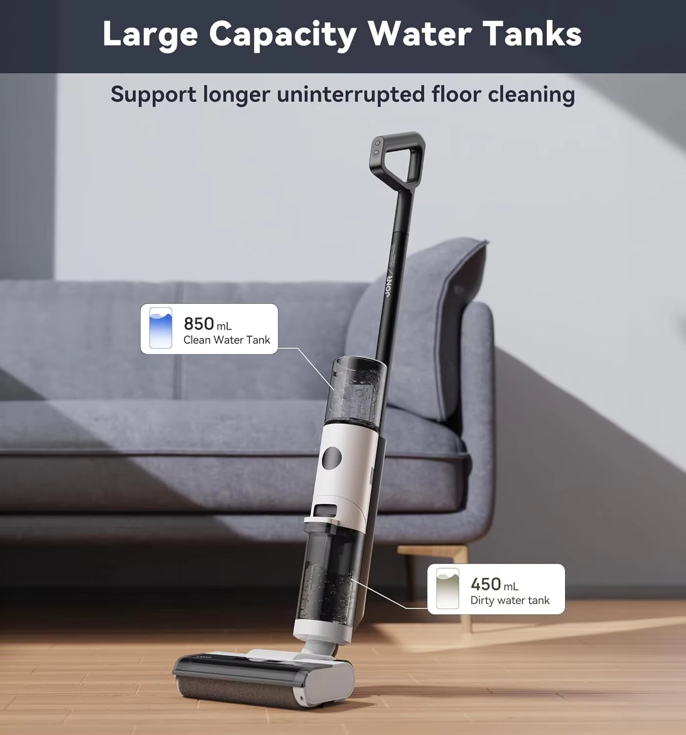 JONR ED12 Wet Dry Vacuum Cleaner,Cordless Floor Cleaning Suitable for Combination of Hard Floor Vacuum Cleaner and Mop,One Click