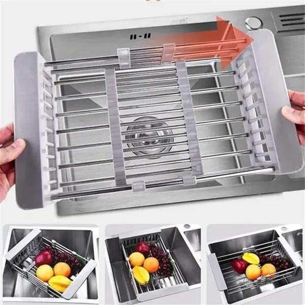 Retractable Stainless Steel Sink Rack Home Essentials-8