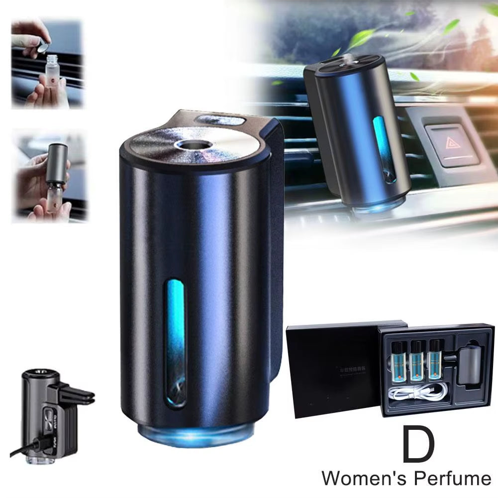 Car Air Freshener USB Rechargeable Aromatherapy Machine Automatic Spray Diffuser with 3 Bottles Aroma Essential Oils