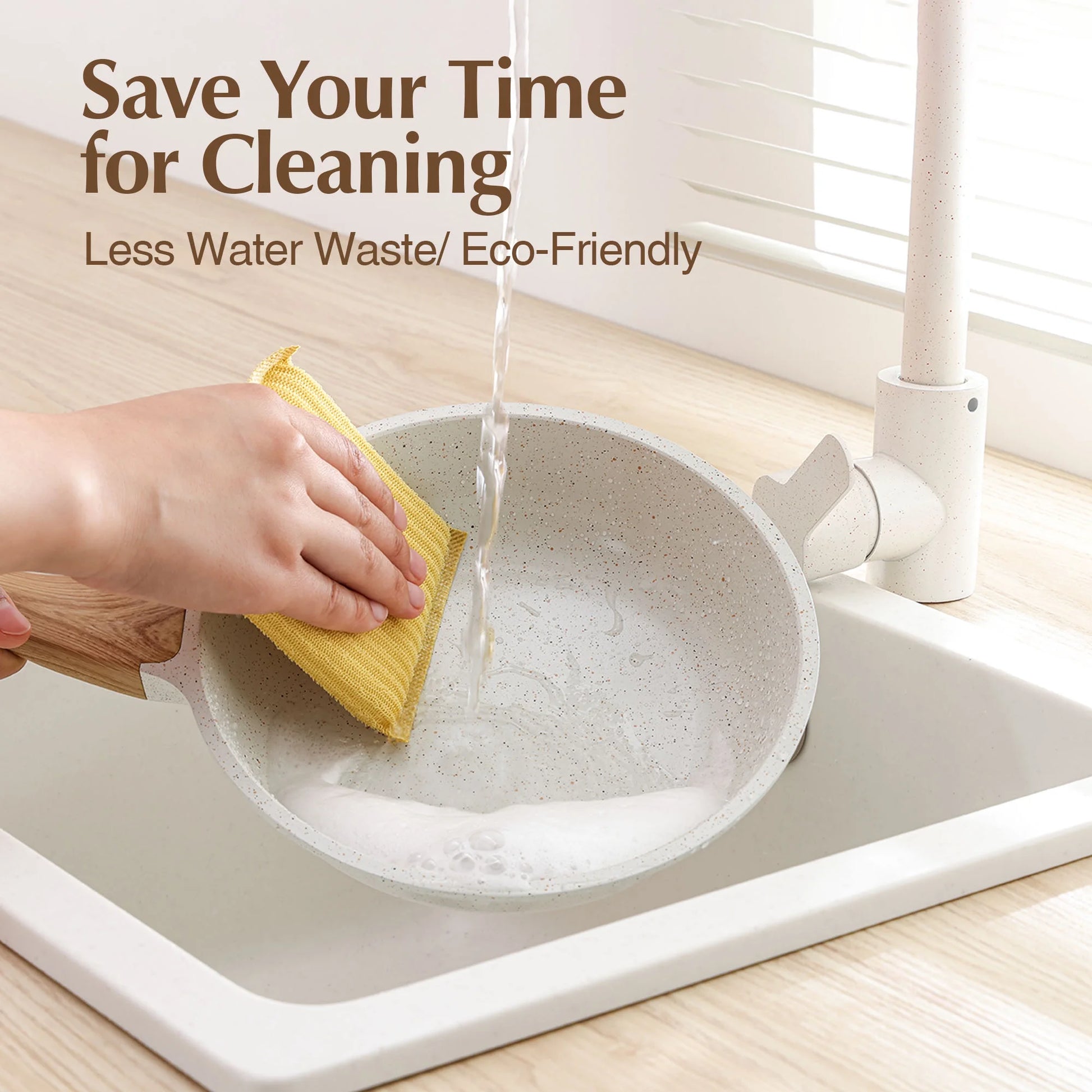 Ceramic Nonstick Pots and Pans Set, 17Pcs Healthy Non Stick Cookware Set with Pots Protectors, Induction Kitchen Cookware Sets White