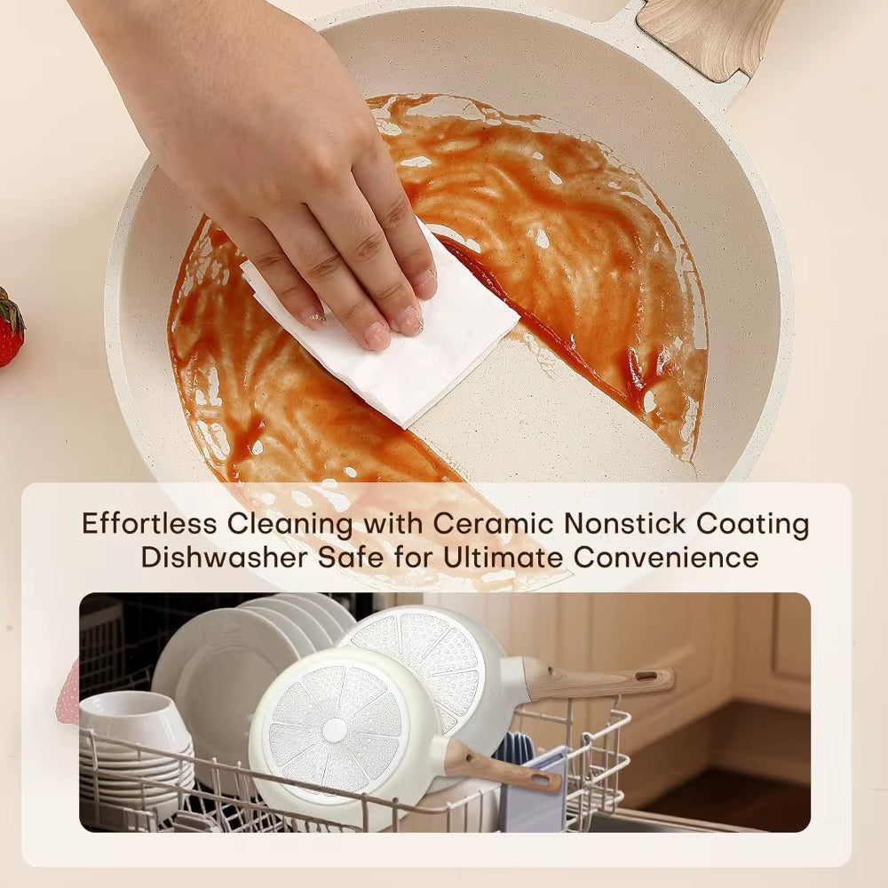 18 Pcs Pots and Pans Set for Kitchen, Nonstick Ceramic Cookware Set, Non Stick Induction Cookware Frying Pans & Saucepans