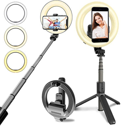 Portable 4-in-1 Selfie Stick with Tripod & LED Gadget-3