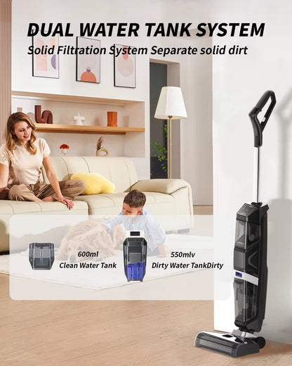 Tinsol W31 12500Pa Cordless Wet & Dry Vacuum Cleaner with Drying, Multi-Surface Smart Cordless Mop Floor Cleaner Self-Cleaning