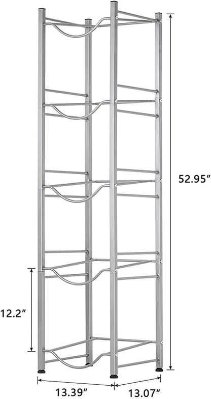 5-Tier Water Jug Rack, 5 Gallon Detachable Water Bottle Holder for Kitchen, Office, Home, Silver