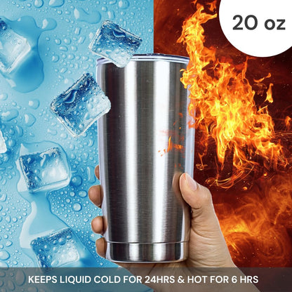 Double Wall Tumbler Cups Bulk (25 Pack) - 20 Oz Stainless Steel Hot and Cold Tumblers - 25 Reusable Cups with Lids for Stainless Steel Tumbler Cups, Tumbler Painting, Glitter, Vinyl and More