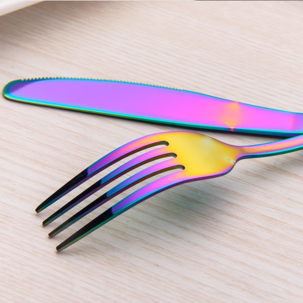 Flatware Set 20 Piece, Stainless Steel with Titanium Colorful Plated, Multicolor Flatware Set, Silverware, Rainbow Color Cutlery Set Service for 4