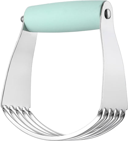 Medium Dough Blender - Stainless Steel Pastry Cutter Tool for Baking W/Thick Sharp Blades - Butter & Dough Cutter - Pastry Blender for Easy Mixing - Dishwasher Safe Kitchen Gadgets - Mint