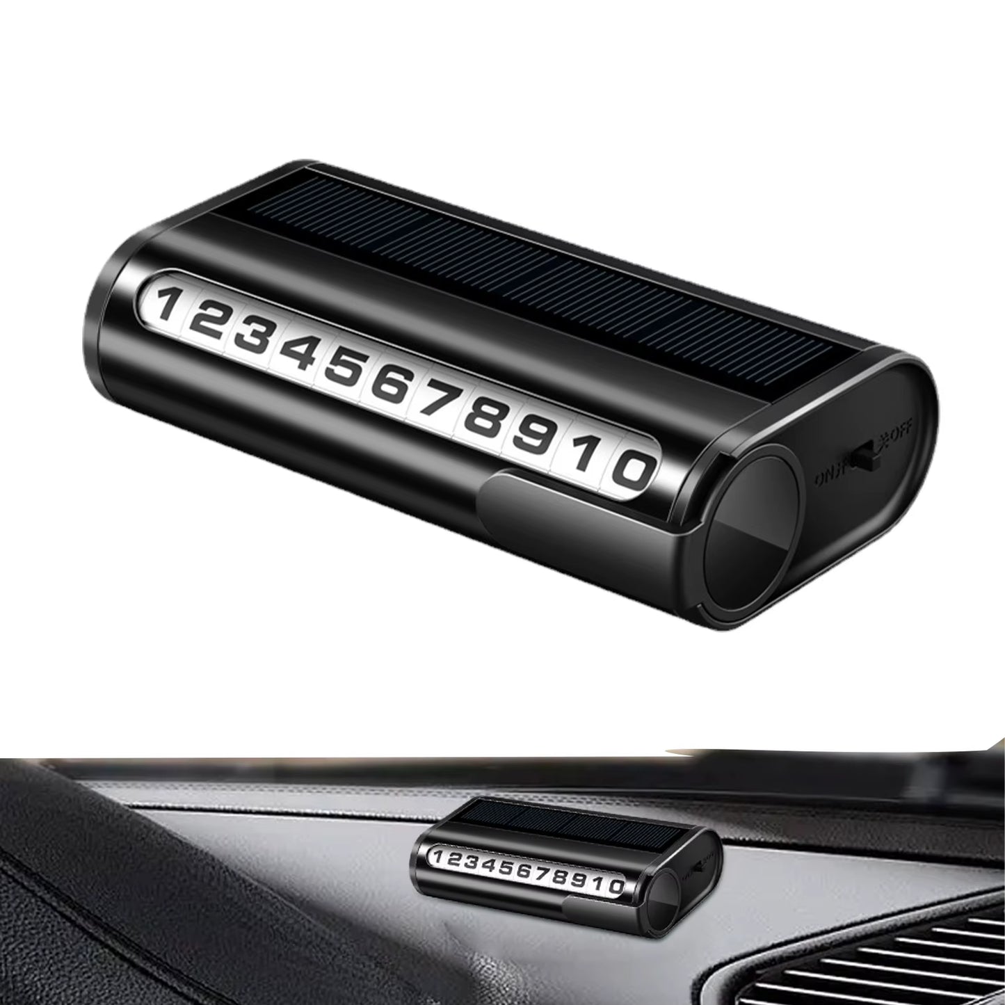 Car Parking Number Plate Luminous Auto Parking Card Solar Charging Temporary Stop Phone Number Card for Car Decoration Accessory
