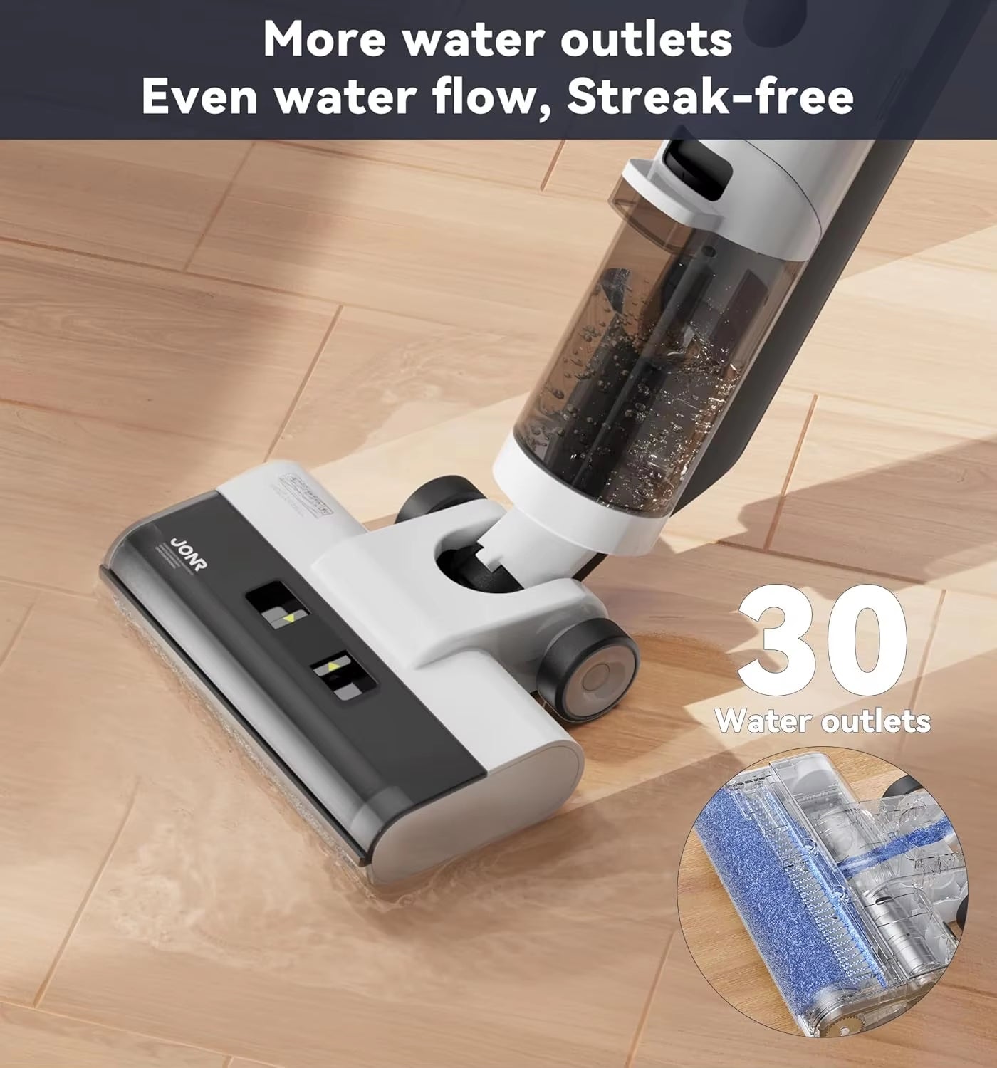 JONR ED12 Wet Dry Vacuum Cleaner,Cordless Floor Cleaning Suitable for Combination of Hard Floor Vacuum Cleaner and Mop,One Click