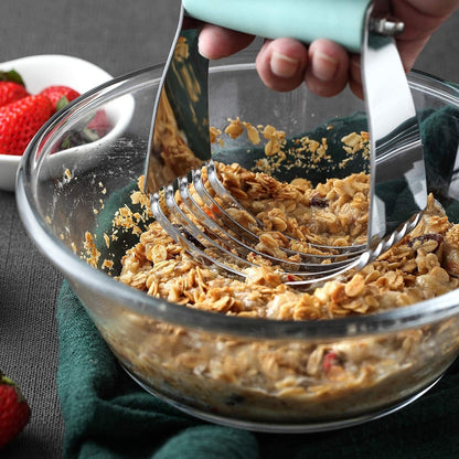 Medium Dough Blender - Stainless Steel Pastry Cutter Tool for Baking W/Thick Sharp Blades - Butter & Dough Cutter - Pastry Blender for Easy Mixing - Dishwasher Safe Kitchen Gadgets - Mint