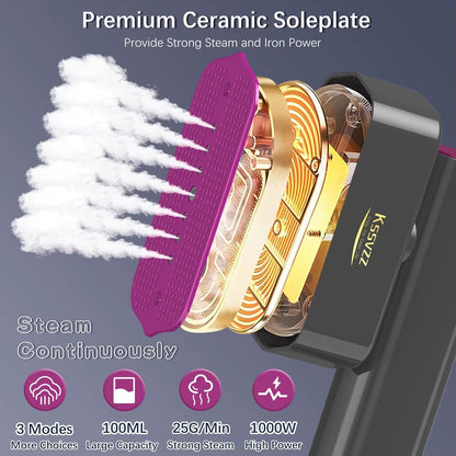 Portable Travel Steamer Iron for Clothes with LCD Touch Screen - 4 Mode Handheld Mini Clothing Steam Iron, Small Garment Steamer