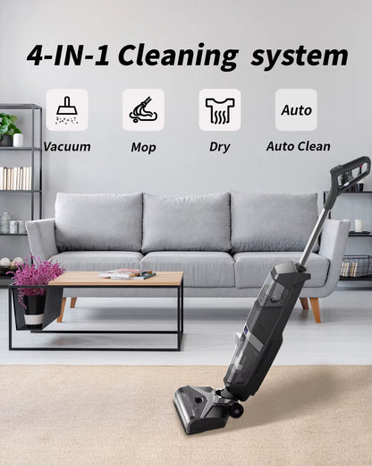 Tinsol W31 12500Pa Cordless Wet & Dry Vacuum Cleaner with Drying, Multi-Surface Smart Cordless Mop Floor Cleaner Self-Cleaning