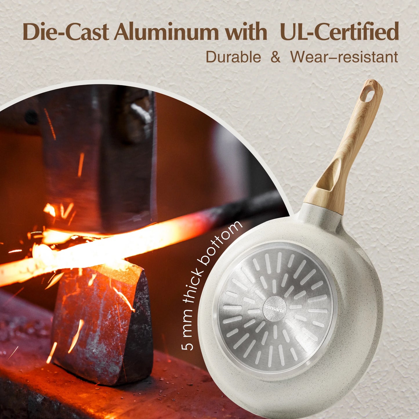 Ceramic Nonstick Pots and Pans Set, 17Pcs Healthy Non Stick Cookware Set with Pots Protectors, Induction Kitchen Cookware Sets White