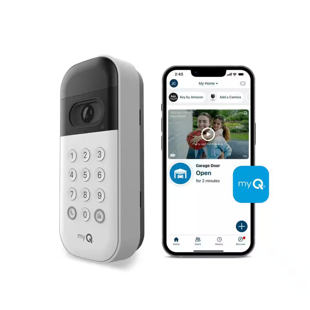 Myq Smart Wireless Garage Door Video Keypad with Myq Smart Garage Home Security Camera