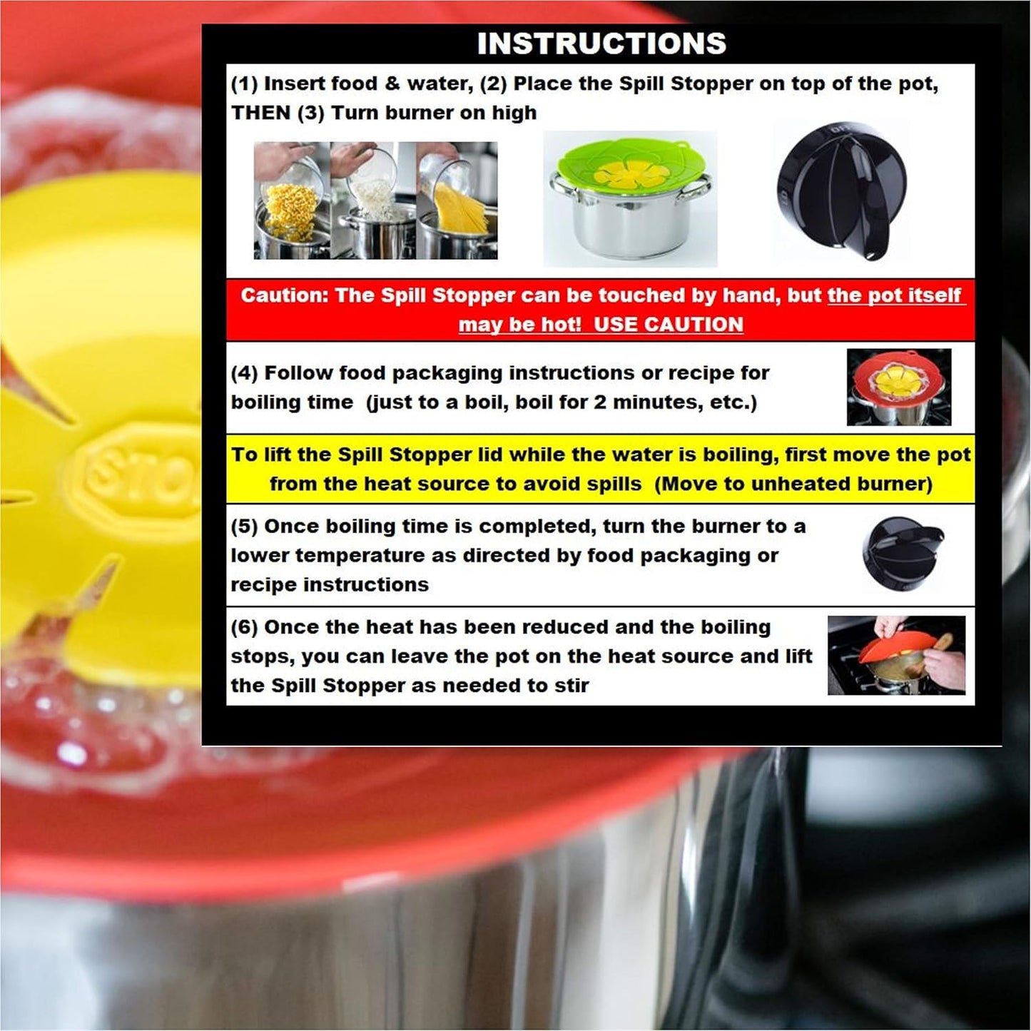 Boil over Spill Stopper Lid Cover Kitchen Tool,  Spill Stopper Lid Cover, Pots Pans Lid Boil over Preventer, 10.2 Inch