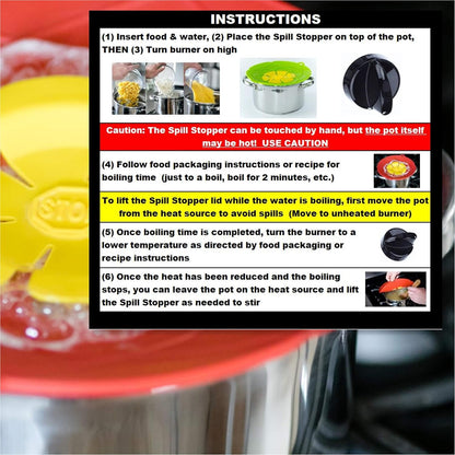 Boil over Spill Stopper Lid Cover Kitchen Tool,  Spill Stopper Lid Cover, Pots Pans Lid Boil over Preventer, 10.2 Inch