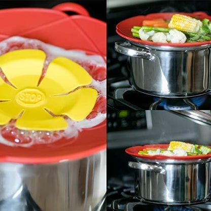 Boil over Spill Stopper Lid Cover Kitchen Tool,  Spill Stopper Lid Cover, Pots Pans Lid Boil over Preventer, 10.2 Inch