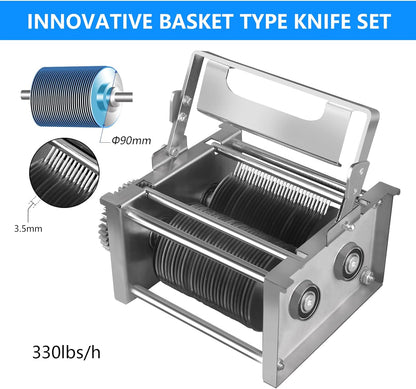 MPSMAG 3.5Mm Meat Slicer 1100W Meat Cutter Machine 330Lbs/Hr Electric Deli Food Slicer Meat Cutting Machine Meat Cutter Fresh Meat Shredded Fresh Meat Dicer Slicer Processing Machine